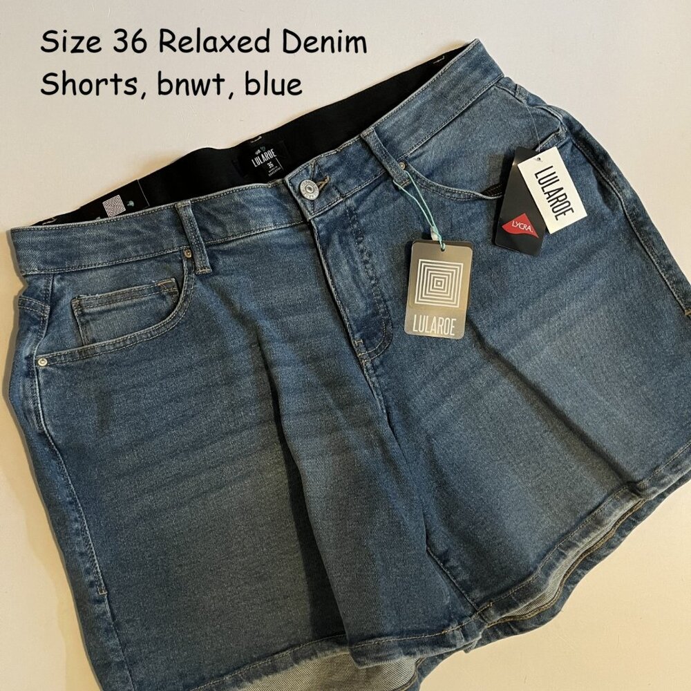 Size 36 Lularoe Relaxed Denim Shorts, blue